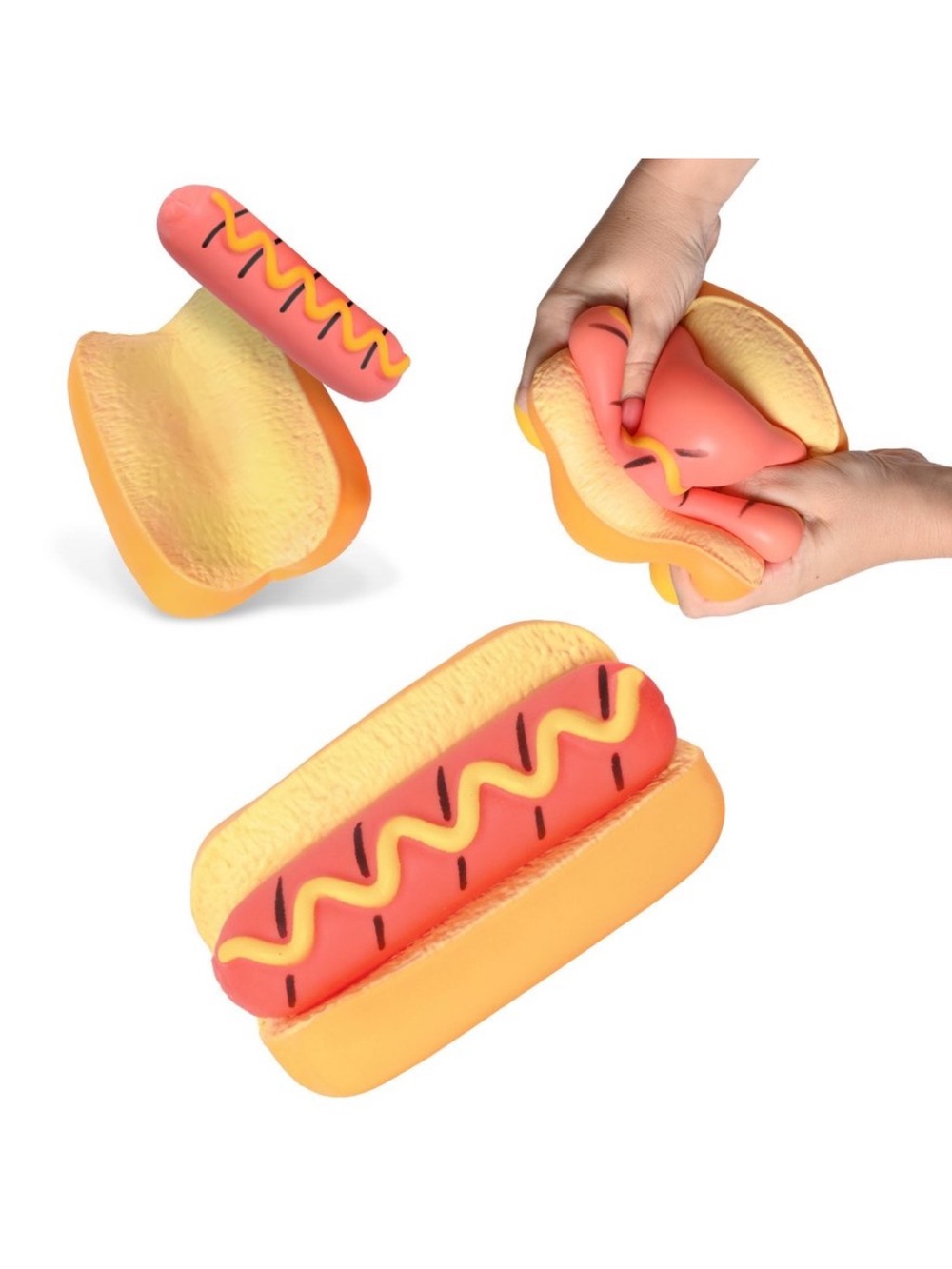 Squishy Hot Dog Squeezy Fidget Toy Sunny Days 2-in-1 Hotdog Stress Relief NEW